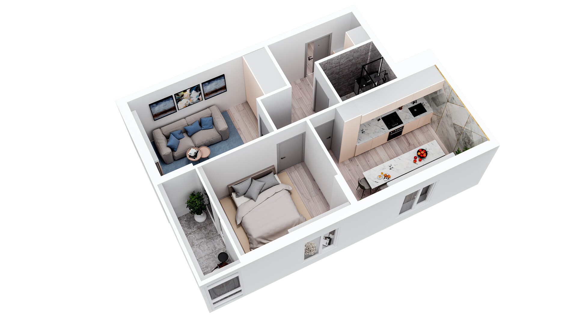 2‑комнатная 54 м² в ЖК «Молодёжный», Миловка